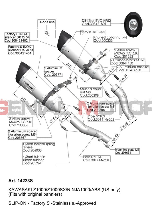 2 Terminali Di Scarico Leovince Factory S Acciaio Kawasaki Z 1000 Sx 2017 - 2020