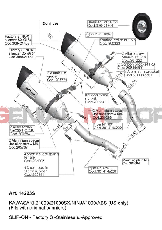 2 Terminali Di Scarico Leovince Factory S Acciaio Kawasaki Z 1000 2017 - 2020