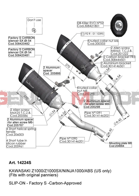 2 Terminali Di Scarico Leovince Factory S Carbonio Kawasaki Z 1000 2017 - 2020