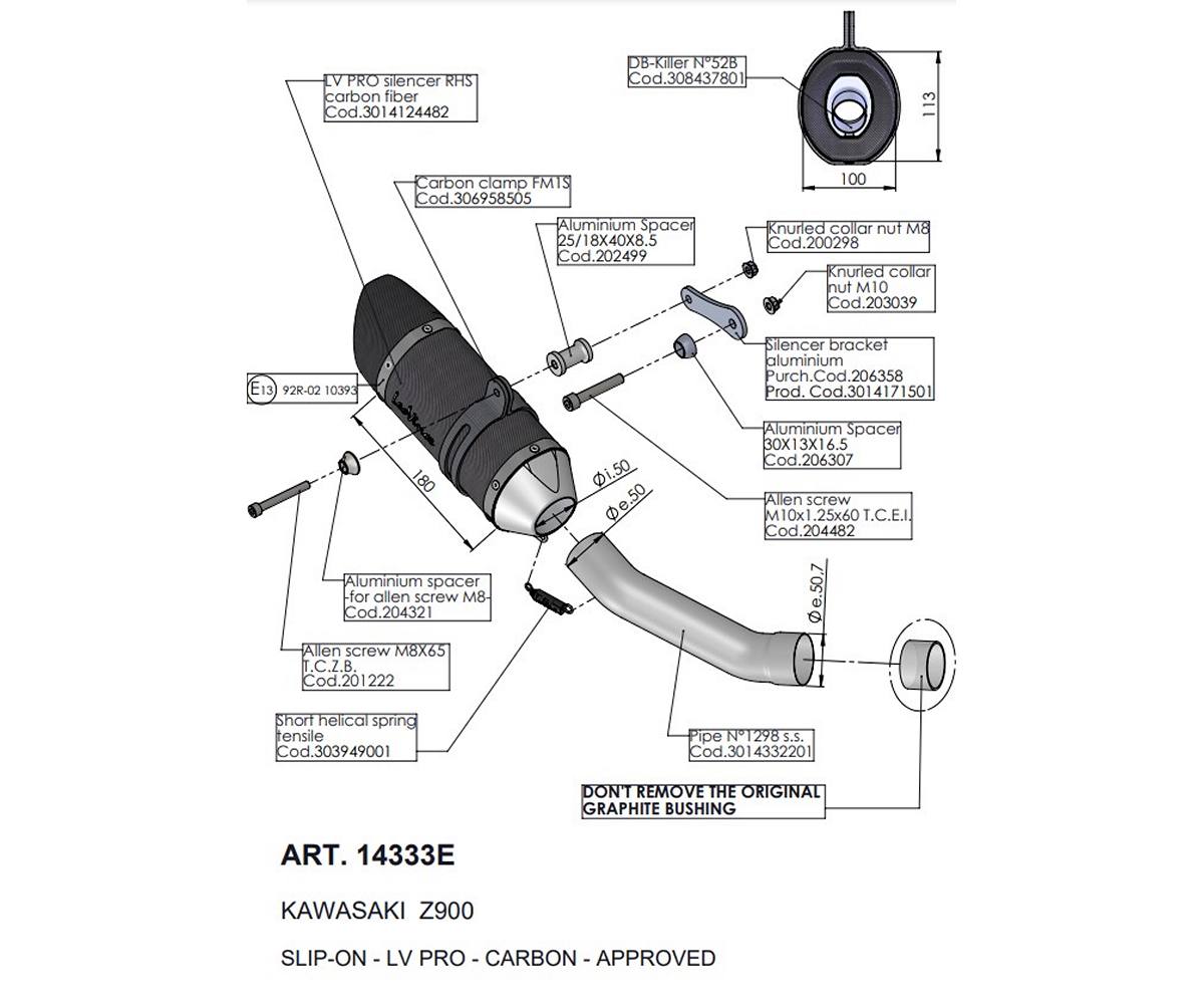 Terminale di Scarico Leovince LV PRO CARBON FIBER per Kawasaki Z 900 2020 - 2024