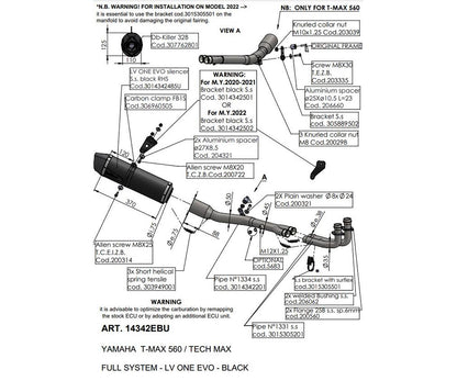 Terminale di Scarico Leovince LV ONE EVO BLACK EDITION per Yamaha T-Max 560 2020 - 2024