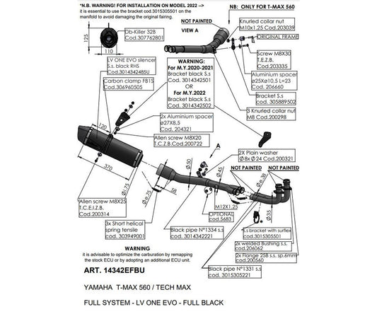 Terminale di Scarico Leovince LV ONE EVO BLACK EDITION per Yamaha T-Max 560 2020 - 2024