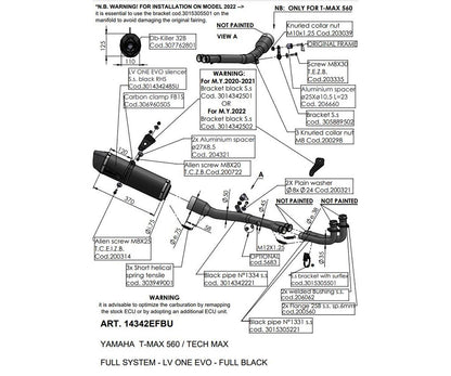 Terminale di Scarico Leovince LV ONE EVO BLACK EDITION per Yamaha T-Max 560 2020 - 2024