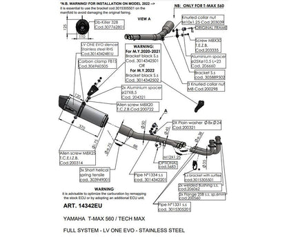 Terminale di Scarico Leovince LV ONE EVO per Yamaha T-Max 560 2020 - 2024