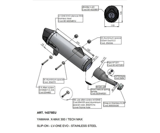 Terminale di Scarico Leovince LV ONE EVO per Yamaha X-Max 300 2021 - 2024