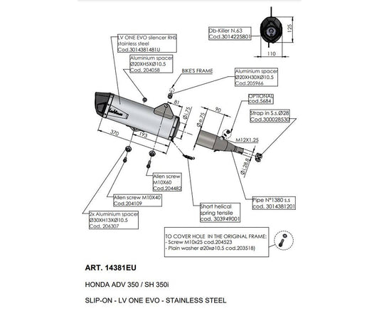 Terminale di Scarico Leovince LV ONE EVO per Honda SH 350 2021 - 2024