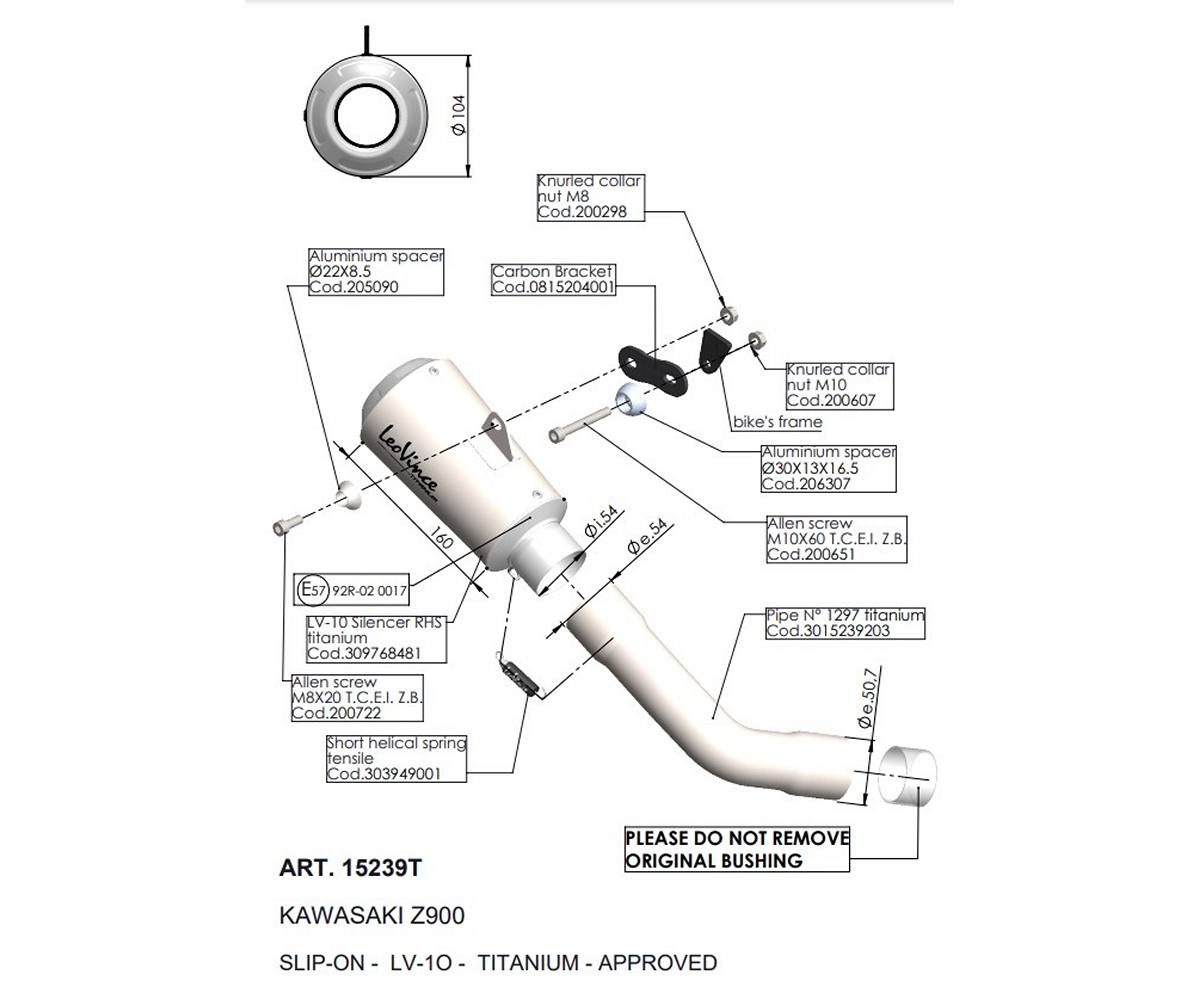 Terminale di Scarico Leovince LV-10 TITANIUM per Kawasaki Z 900 2020 - 2024