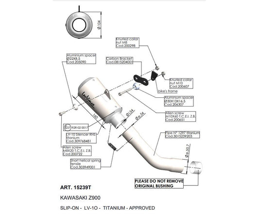 Terminale di Scarico Leovince LV-10 TITANIUM per Kawasaki Z 900 2020 - 2024