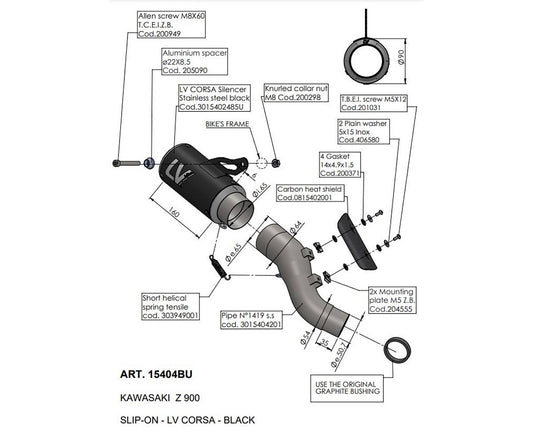 Terminale di Scarico Leovince LV CORSA BLACK EDITION per Kawasaki Z 900 2020 - 2024