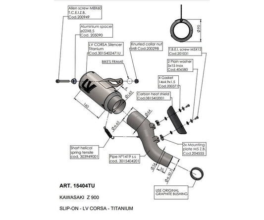 Terminale di Scarico Leovince LV CORSA TITANIUM per Kawasaki Z 900 2020 - 2024