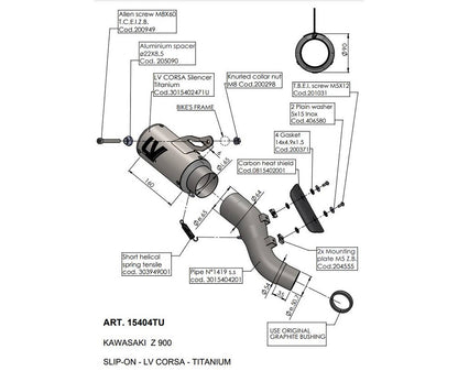 Terminale di Scarico Leovince LV CORSA TITANIUM per Kawasaki Z 900 2020 - 2024