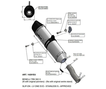 Terminale Di Scarico Lv One Evo Acciaio BENELLI TRK 502 X 2018 - 2024